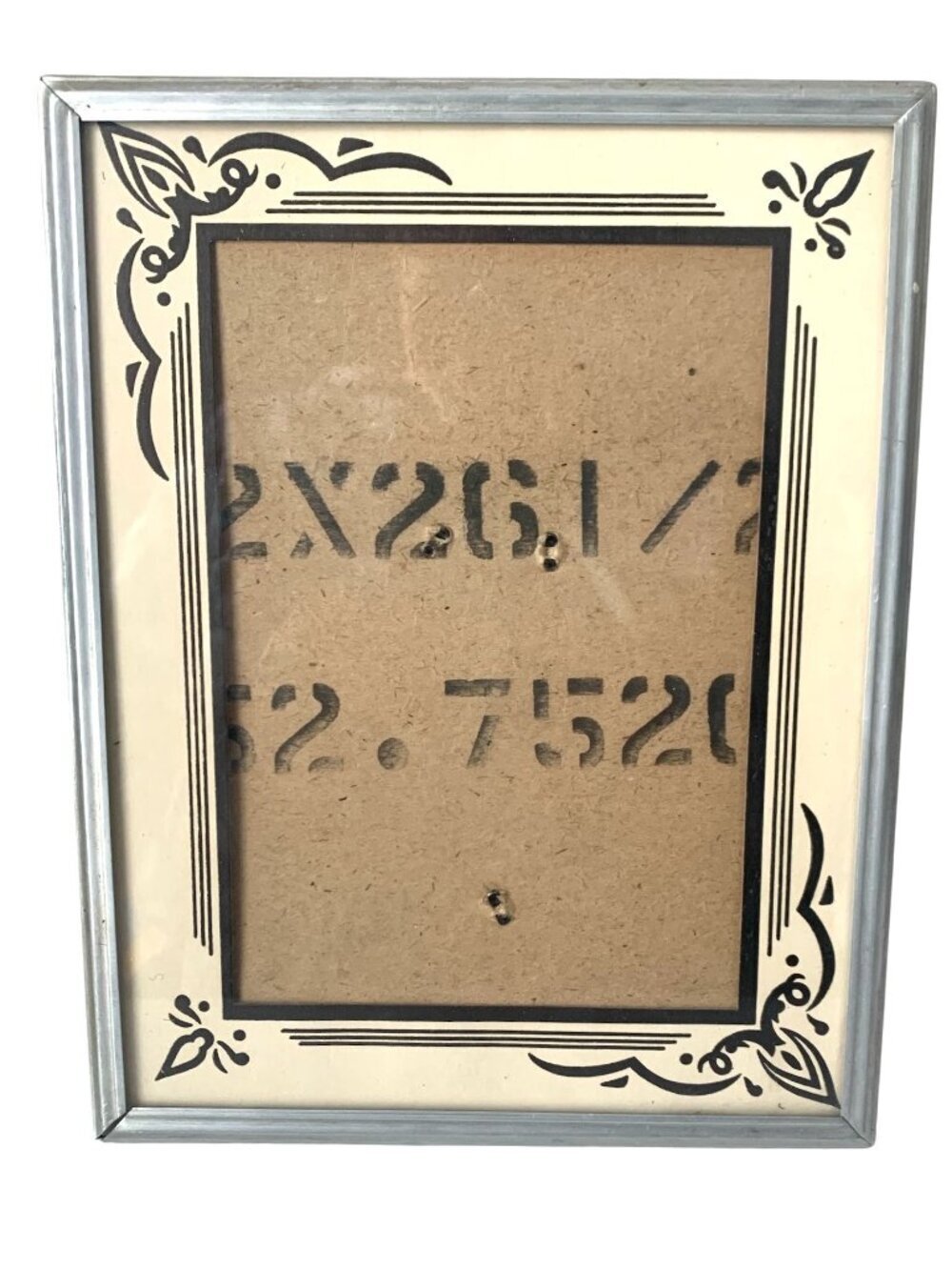 Art Deco Vintage Reverse Painting Glass Picture Frame Silver Tone 9" X 7" Fits 6